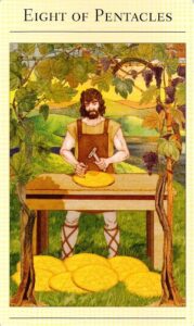 8-пентаклей-The-New-Mythic-Tarot